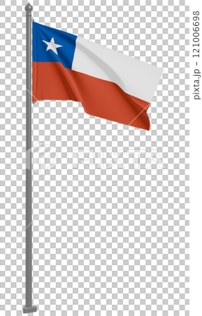 チリ共和国のはためく国旗の3Dイラスト(正面) チリ共和国のはためく国旗の3Dイラスト(正面) 121006698