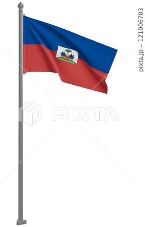 ハイチ共和国のはためく国旗の3Dイラスト(正面) 121006703