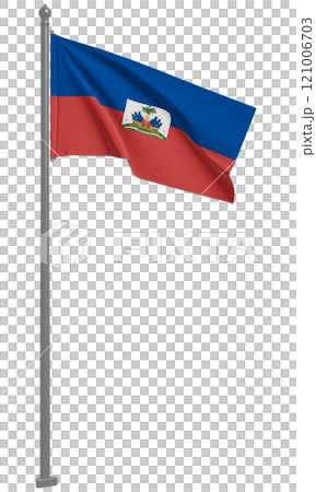 ハイチ共和国のはためく国旗の3Dイラスト(正面) 121006703