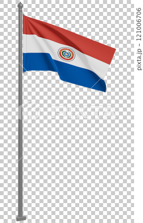 パラグアイ共和国のはためく国旗の3Dイラスト(正面) 121006706