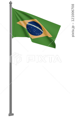 ブラジル連邦共和国のはためく国旗の3Dイラスト(正面) ブラジル連邦共和国のはためく国旗の3Dイラスト(正面) 121006708