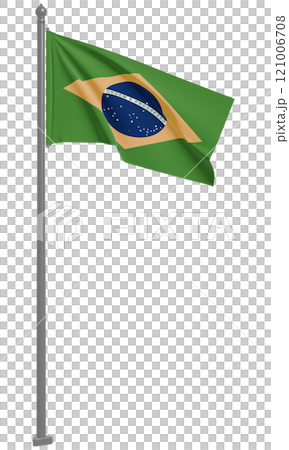 ブラジル連邦共和国のはためく国旗の3Dイラスト(正面) ブラジル連邦共和国のはためく国旗の3Dイラスト(正面) 121006708