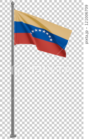 3D illustration of the fluttering flag of the Bolivarian Republic of Venezuela (front view) 121006709