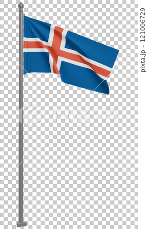 アイスランド共和国のはためく国旗の3Dイラスト(正面) 121006729