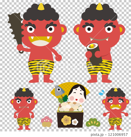 Setsubun red demon illustration set 121006957