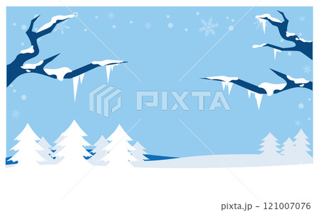 雪と自然の冬イラスト背景素材 雪と自然の冬イラスト背景素材 121007076
