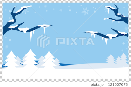 雪と自然の冬イラスト背景素材 雪と自然の冬イラスト背景素材 121007076