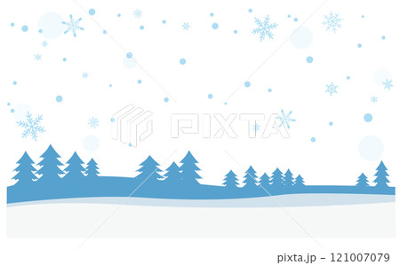 雪と自然の冬イラスト背景素材 121007079
