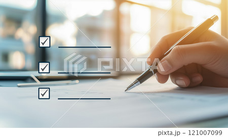 エレガントな筆跡で進行中のチェックリスト エレガントな筆跡で進行中のチェックリスト 121007099