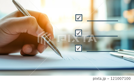 エレガントな筆跡で進行中のチェックリスト 121007100