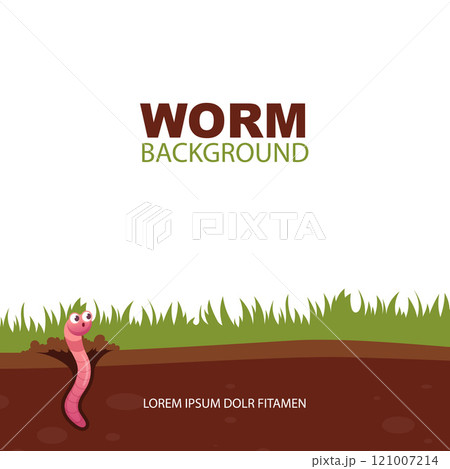 worm in ground. funny mascot cartoon worm with big eyes. vector concept background worm in ground. funny mascot cartoon worm with big eyes. vector concept background 121007214