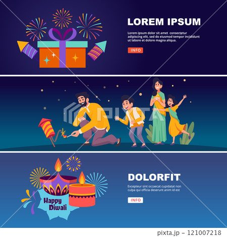 diwali. horizontal banners of traditional indian fire celebration party 121007218