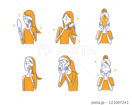 ビューティーテーマの女性のイラスト素材セット 121007241