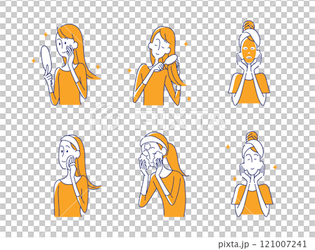 ビューティーテーマの女性のイラスト素材セット 121007241