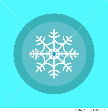 White Snowflake in a flat design style on a blue ring frame White Snowflake in a flat design style on a blue ring frame 121007353