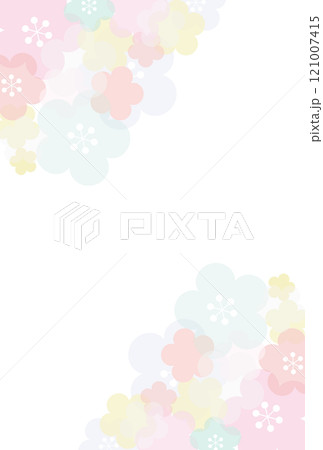 年賀状に使えるパステルの梅のフレーム 縦 年賀状に使えるパステルの梅のフレーム 縦 121007415