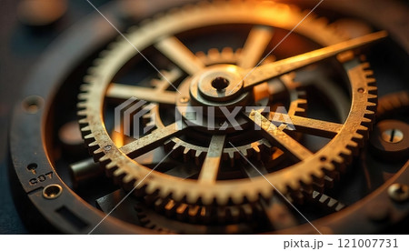close up gear mechanic clockworks spinning with bokeh light close up gear mechanic clockworks spinning with bokeh light 121007731