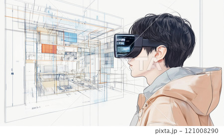 VRゴーグルをつけた人 121008290