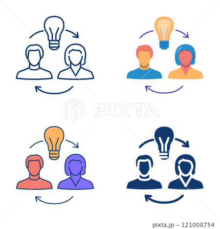 Share idea icon set in flat and line style 121008754