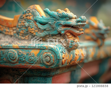 Dragon sculpture, ancient myth symbol, architecture, mythology, legend, creature 121008838