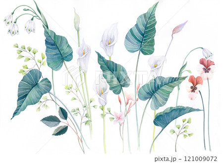 Creative Floral Illustrations with Hand Painted Details 121009072