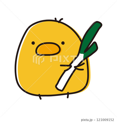 長ネギをもったまんまるひよこ 121009152