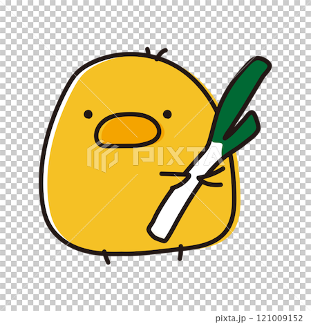 長ネギをもったまんまるひよこ 121009152
