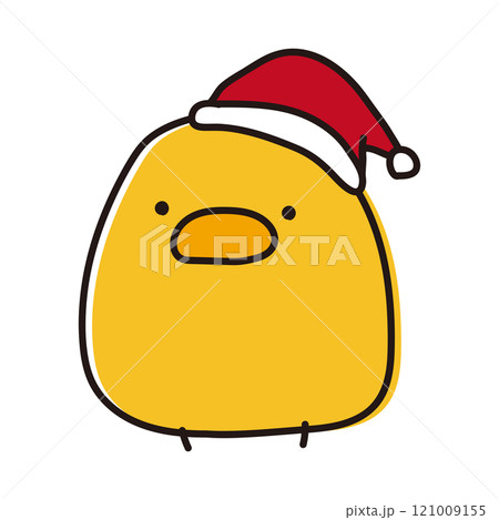 クリスマスの帽子をかぶるまんまるひよこ 121009155