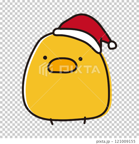 クリスマスの帽子をかぶるまんまるひよこ 121009155