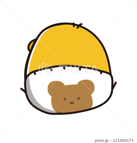 パンツおむつをはいた後ろ向きのまんまるひよこ 121009173