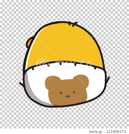 パンツおむつをはいた後ろ向きのまんまるひよこ 121009173