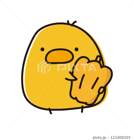 黄色いパプリカを持っているまんまるひよこ 黄色いパプリカを持っているまんまるひよこ 121009205