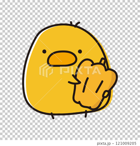 黄色いパプリカを持っているまんまるひよこ 黄色いパプリカを持っているまんまるひよこ 121009205