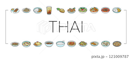 thai cuisine food asia icons set vector 121009787