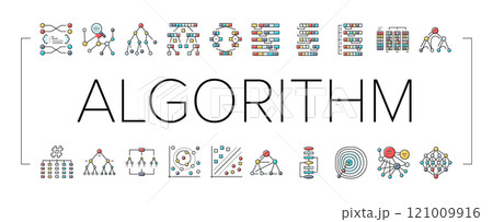 algorithm data technology ai icons set vector algorithm data technology ai icons set vector 121009916