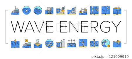 wave energy power tidal icons set vector wave energy power tidal icons set vector 121009919