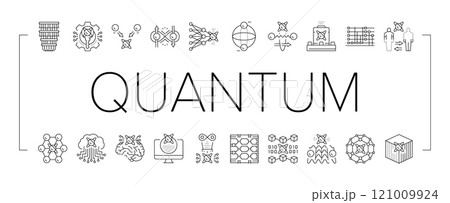 quantum technology data science icons set vector 121009924