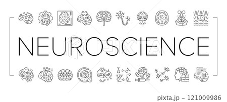 neuroscience brain neurology icons set vector 121009986