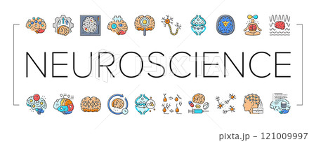 neuroscience brain neurology icons set vector neuroscience brain neurology icons set vector 121009997