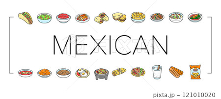 mexican cuisine food dinner icons set vector mexican cuisine food dinner icons set vector 121010020