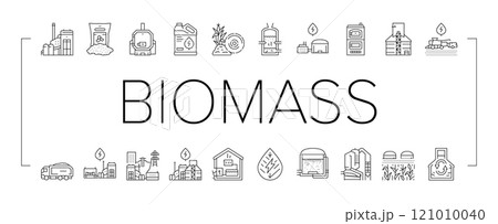 biomass energy plant power icons set vector 121010040