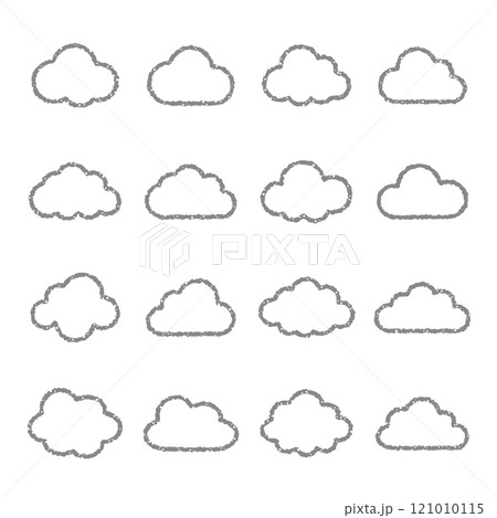 雲のアイコン　手描き風　くもり　クラウド　にじみ　クレヨン 121010115