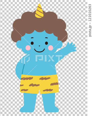 Vector illustration of a cute blue demon. Setsubun, horns Vector illustration of a cute blue demon. Setsubun, horns 121010263