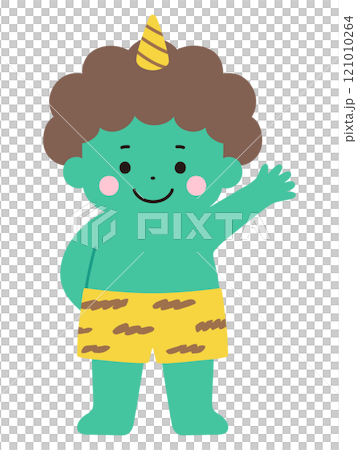 Vector illustration of a cute demon. Setsubun, horns Vector illustration of a cute demon. Setsubun, horns 121010264