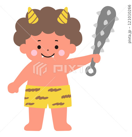 かわいい鬼のベクターイラスト。節分、角、金棒 かわいい鬼のベクターイラスト。節分、角、金棒 121010266