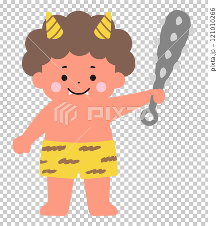 かわいい鬼のベクターイラスト。節分、角、金棒 かわいい鬼のベクターイラスト。節分、角、金棒 121010266