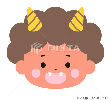 かわいい鬼の顔のベクターイラスト。節分、角 121010318