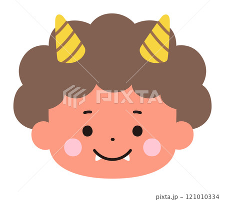 かわいい鬼の顔のベクターイラスト。節分、角 121010334