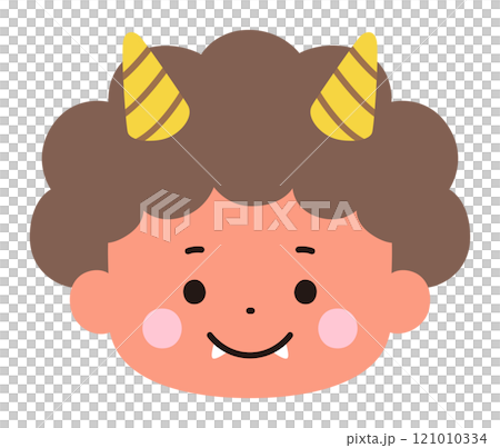 Vector illustration of a cute demon face. Setsubun, horns 121010334