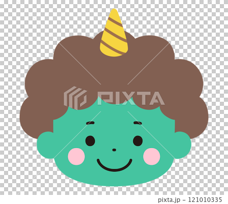 Vector illustration of a cute demon face. Setsubun, horns 121010335